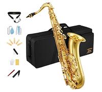 Eastar Tenor Saxophone, B Flat Golden Lacquer Beginner Kit with Cleaning Cloth, Case, Mouthpiece, Neck Strap, Reeds, TS-Ⅱ