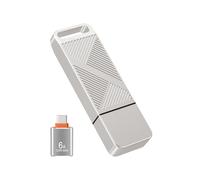 EASTBULL 128GB exFAT32 USB 3.0 Flash Drive with a USB C Adapter, Fast-Speed Thumb Drive Metal Pen Drive 128 G Memory Stick for Storage and Backup (Silver, with USB C 3.0 Adapter)