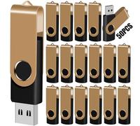 EASTBULL 4GB USB Flash Drive Bulk Thumb Drives 50 Pack with Lanyards USB 2.0 4GB Memory Sticks Zip Drive Pen Drive for Storage and Backup Gold 50PCS