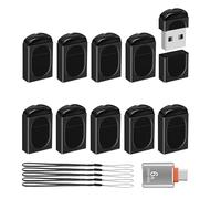 EASTBULL 8GB Small USB Drives 10-Pack USB2.0 Mini Flash Drive with a USB-C Adapter, FAT32 Mini Thumb Drive 8 GB 10 Pack for Data Storage (Black, 1 Adapter, 10 Lanyards)