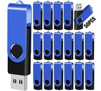 EASTBULL Flash Drive Bulk512MB USB 50 Pack with Lanyards USB 2.0 Thumb Drive Bulk Memory Stick Swivel Pen Drive for Storage and Backup 512MB 50 Pack, Blue