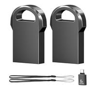 EASTBULL Mini 2.0 Metal USB 2.0 Type-C Flash Drive 4GB Small USB 2.0 Drives 2PCS with Lanyard Thumb Drive for Storage and Backup (4GB)