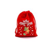 EastDaTing Christmas Red Drawstring Gift Bags | Festive Fabric Pouches for Apples, Candy, Cookies - Holiday Treat Packaging (Red, SD04-5)