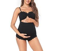 EastElegant Women's Maternity One Piece Swimsuit, Black, L