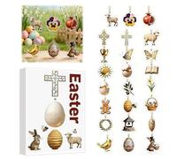 Easter 24-Day Advent Calendar Blind Box, Acrylic Ornament Set with Religious & Bunny Egg Designs, Holiday Countdown Gift for Home Decor, Church & Easter Gifting
