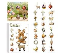 Easter 24-Day Advent Calendar Blind Box, Acrylic Ornament Set with Religious & Bunny Egg Designs, Holiday Countdown Gift for Home Decor, Church & Easter Gifting