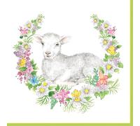 Easter 3-Ply Tissue Paper Napkins Decorative Serviettes for Decoupage 33cm x 33cm - 1/4 Folded (Pack of 20) (Easter Wreath with Lamb)