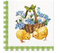 Easter 3-Ply Tissue Paper Napkins Decorative Serviettes for Decoupage 33cm x 33cm (Pack of 20) (Chicks with Basket)