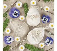 Easter 3-Ply Tissue Paper Napkins Decorative Serviettes for Decoupage 33cm x 33cm (Pack of 20) (Lacy & Linen Easter Eggs Arrangement)