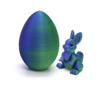 Easter 3D Printed Bunny Eggs Colorful Rabbit Figurine Toys Rabbit Egg Fidget Toy for Easter Basket Essentials, for Easter Egg Hunts (green and blue)