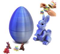 Easter 3D Printed Bunny Eggs Set, 3D Printed Rainbow Easter Egg Colorful Rabbit Figurine Toys, 3d Printing Egg Bunny Ornaments with Mini Cute Rabbit Inside Spring Holiday Decor Gifts (Color1)