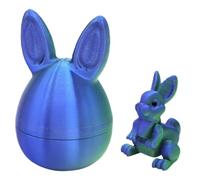 Easter 3D Printed Bunny Eggs Set, 3D Printed Rainbow Easter Egg Colorful Rabbit Figurine Toys, 3d Printing Egg Bunny Ornaments with Mini Cute Rabbit Inside Spring Holiday Decor Gifts (E)