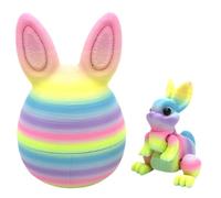 Easter 3D Printed Bunny Eggs Set, 3D Printed Rainbow Easter Egg Colorful Rabbit Figurine Toys, 3d Printing Egg Bunny Ornaments with Mini Cute Rabbit Inside Spring Holiday Decor Gifts (C)