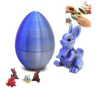 Easter 3D Printed Bunny Eggs Set, 3D Printed Rainbow Easter Egg Colorful Rabbit Figurine Toys, 3d Printing Egg Bunny Ornaments with Mini Cute Rabbit Inside Spring Holiday Decor Gifts (A)