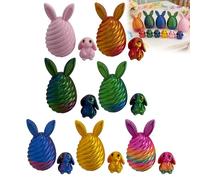 Easter 3D Printed Bunny Eggs Set, Colorful Rabbit Figurine Toys for Kids, Bunny Eggs with Bunnies Inside Easter Basket Stuffers, 3D Printed Animals Gift for Home Desk Decor Fun Easters Surprise