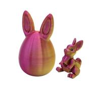 Easter 3D Printed Bunny Eggs Set, Easter Basket Stuffers,Articulated,3d Printing Egg Bunny Ornaments with Mini Cute Rabbit,Surprise Rabbit Eggs (Gilded red)