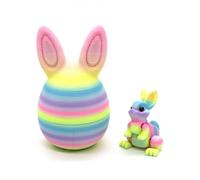 Easter 3D Printed Bunny Eggs Set with Mini Cute Rabbit 3D Printing Egg Bunny Ornaments Mystery Surprise Toy Spring Holiday Decor Gifts (Crayon)