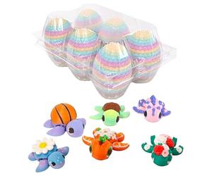 Easter 3D Printed Turtle in Eggs, 6 Packs Colorful Easter Mystery Turtle Egg, Full Articulated Turtles Egg with Turtles Inside, Fidget Toy for Decorations for Children and Adults