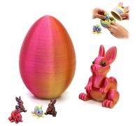 Easter 3D Printing Mystery Bunny Egg Fidget Toy, Surprise Egg Party Favors with Bunny Inside, Holiday Decor Present, Easter Hunts, Home Decor Keepsake (Multicolor-G)