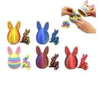 Easter 3D Printing Mystery Rabbit Egg Fidget Toy, 3D Printed Easter Eggs with Bunny Inside, Easter Surprise Rabbit Eggs, Bunny Egg Easter Basket Stuffers Gifts for Kid & Adults, Colour Random (5PCS)
