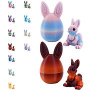 Easter 3D Printing Mystery Rabbit Egg Fidget Toy, Interactive Surprise Egg with Poseable Bunny, Spring Party Favor for Gatherings, Modern Easter Eggs Hunt Accessory, Home Accent Piece (2PC-C)