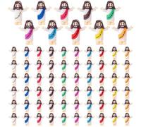 Easter 60pcs Mini Jesus Figures, Little Jesus Figures Jesus Loves You Bulk Figurine, Multicolor Mini Figure to Hide Christian Gifts, Christian Easter Gifts for Church Baptism Activities Party Supplies