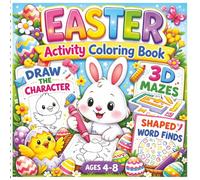 Easter Activity Coloring Book: Kids activity, game, puzzle, bold easy coloring fun Easter basket stuffer gift. | Craft 3D Mazes, Help Me Draw Pages, Word Winds | Springtime Art 99 Pages