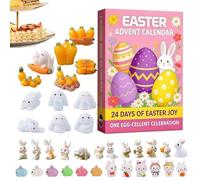 Easter Advent Calendar 2026, 24 Days of Easter Joy with Random Cute Bunny & Carrot Figurines, Easter Egg Hunt Gifts for Kids, Easter Basket Stuffers, Easter Decorations for Home (24)