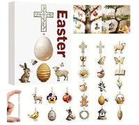 Easter Advent Calendar 2026-24 Pack Acrylic Easter Tree Decorations & Hanging Ornaments | Bunny, Egg, Cross Charms for Daily Countdown Surprises, Gifts for Kids & Family