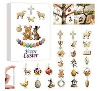 Easter Advent Calendar 2026-24 Pack Acrylic Easter Tree Decorations & Hanging Ornaments | Bunny, Egg, Cross Charms for Daily Countdown Surprises, Gifts for Kids & Family