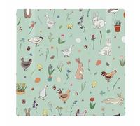 Easter Animals Large Square Glass Worktop Protector - Spring Animals & Flowers Easter Gift - Smooth Board Kitchen Chopping/Cutting Board Worktop Saver with Non-Slip Feet 30cm x 30cm (12" x 12")