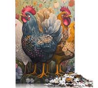 Easter Art Rooster Puzzle Difficult Challenge 100 Percent Recycled Cardboard Jigsaw Puzzle for Adults Teen 300pcs (40x28cm)