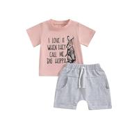 Easter Baby Boy Clothes Toddler Boy Summer Outfits Short Sleeve Top T-Shirt & Pocket Pant Set 2 Piece 0-3 Years (I Love It When They Call Me Big Hoppa, 18-24 Months)