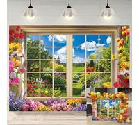 Easter Backdrop Spring Garden Flowers Blooming Natural Landscape Photography Backgroung Spring Theme Birthday Tea Party Decoration Banner (6X4FT (180x120cm))