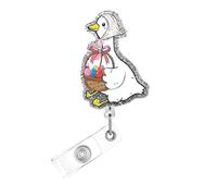 Easter Badge Reel,Cute Goose Acrylic Badge for ID Card Badge,Fun Telescoping Retractable Badge Holder Alligator Clip Accessories for Nurse,Medical Worker,Nursing Student,Teacher