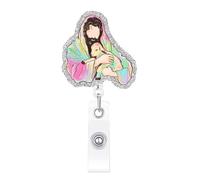 Easter Badge Reel with 360° Rotating ID Card Father Holding Sheep Badge Holder Retractable Clip Medical Clip for Office RN CNA LPN Hospital Worker Nursing Student Teacher
