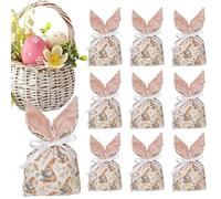 Easter Bags - 10 Pieces Candy Bunny Ear Bags with Drawstring Party Supplies for the Holidays | Charming Reusable Treat Bags for Family Gatherings, Birthdays, Wedding