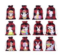 Easter Bags,12 Piece Festive Rabbit Print Drawstring Pouch | Jute Bags With Drawstring | Suitable For Guests Bridesmaids Parties Colleagues Weddings Holiday Easter And Christmas