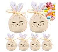 Easter Bags - 6 Pack 12 x 10 cm in Fun Velvet with Drawstring | Easter Drawstring Bags for Treats, for Spring Party Home Office Family Girls Boys Snack Candy