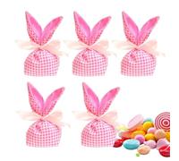 Easter Bags, Easter Bags for Kids - Bunny Ears Candy Goodie Bags - 5x Reusable Easter Decorations, Party Favors Gift Bags for Cookie Snacks Packaging