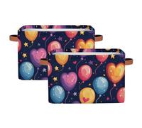 Easter Balloons Storage Bins Basket, Festival Balloons Collapsible Rectangle Storage Box ,With Handles Toy Organizer Bin ,for Shelf Closet/Home/Bedroom/Kids Room/Laundry Room ,1(pack)