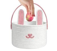 Easter Basket, Cotton Woven Material | Portable Nine Inch Cartoon Bunny Shape Container, 0.55 Lbs, Large Capacity Rope Cart Providing Stores