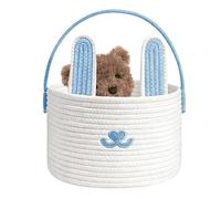 Easter Basket, Cotton Woven Material | Portable Nine Inch Cartoon Bunny Shape Container, 0.55 Lbs, Large Capacity Rope Cart Providing Stores