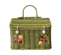 Easter Basket - Cute House Woven Multipurpose Home Decor With Handle And Lid, Picnic Basket, Decorative Storage Carrier | Charming Seasonal Organizing Solution For Family Couples Easter Beach Picking