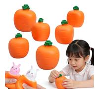 Easter Basket Essentials, Upgrade Carrot Squishy Funny, Pop Up Carrot Bunny Toy, Easter Basket Stuffers for Toddler, Squeeze Toys for for Stress Relief And Sensory Play (White, 6 Pieces)