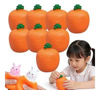 Easter Basket Essentials, Upgrade Carrot Squishy Funny, Pop Up Carrot Bunny Toy, Easter Basket Stuffers for Toddler, Squeeze Toys for for Stress Relief And Sensory Play (White, 8 Pieces)