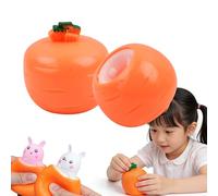 Easter Basket Essentials, Upgrade Carrot Squishy Funny, Pop Up Carrot Bunny Toy, Easter Basket Stuffers for Toddler, Squeeze Toys for for Stress Relief And Sensory Play (White, 2 Pieces)