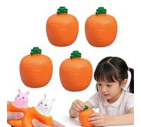 Easter Basket Essentials, Upgrade Carrot Squishy Funny, Pop Up Carrot Bunny Toy, Easter Basket Stuffers for Toddler, Squeeze Toys for for Stress Relief And Sensory Play (White, 4 Pieces)