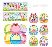 Easter Basket Scene Stickers, 72 pcs Easter Theme Basket Stuffers for School Activity Make Your Own Egg Rabbit Scene Stickers Spring Party Supplies