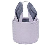 Easter Basket Seersucker Egg Hunt Bunny Baskets for Kids with Cute Rabbit Ears Stripe Storage Gifts Candies Personalized Easter Party Gifts.(Purple)